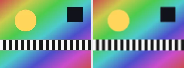 Bild weichzeichnen: Original links, Ergebnis rechts