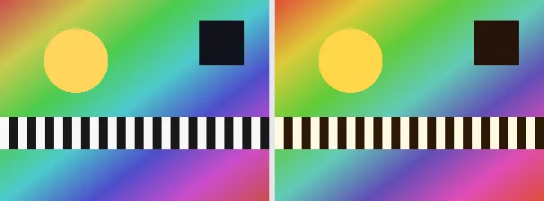 Farbtemperatur: Original links, Ergebnis rechts