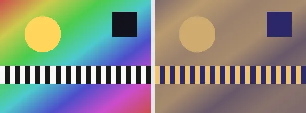 Duoton-Effekt: Original links, Ergebnis rechts