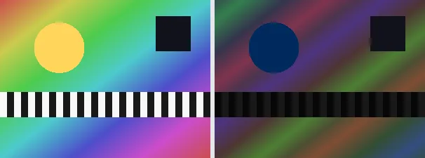 Bild solarisieren: Original links, Ergebnis rechts